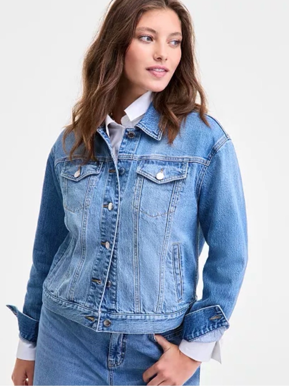 ON 34th Blue Modern Denim Trucker Jacket Size 1X